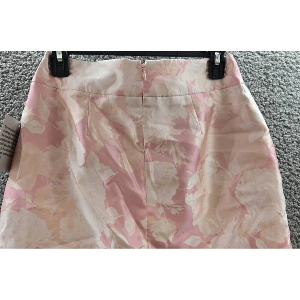 Kasper Floral-Print Scalloped-Edge Pencil Skirt Women's 2P Tutu Pink Back Zip